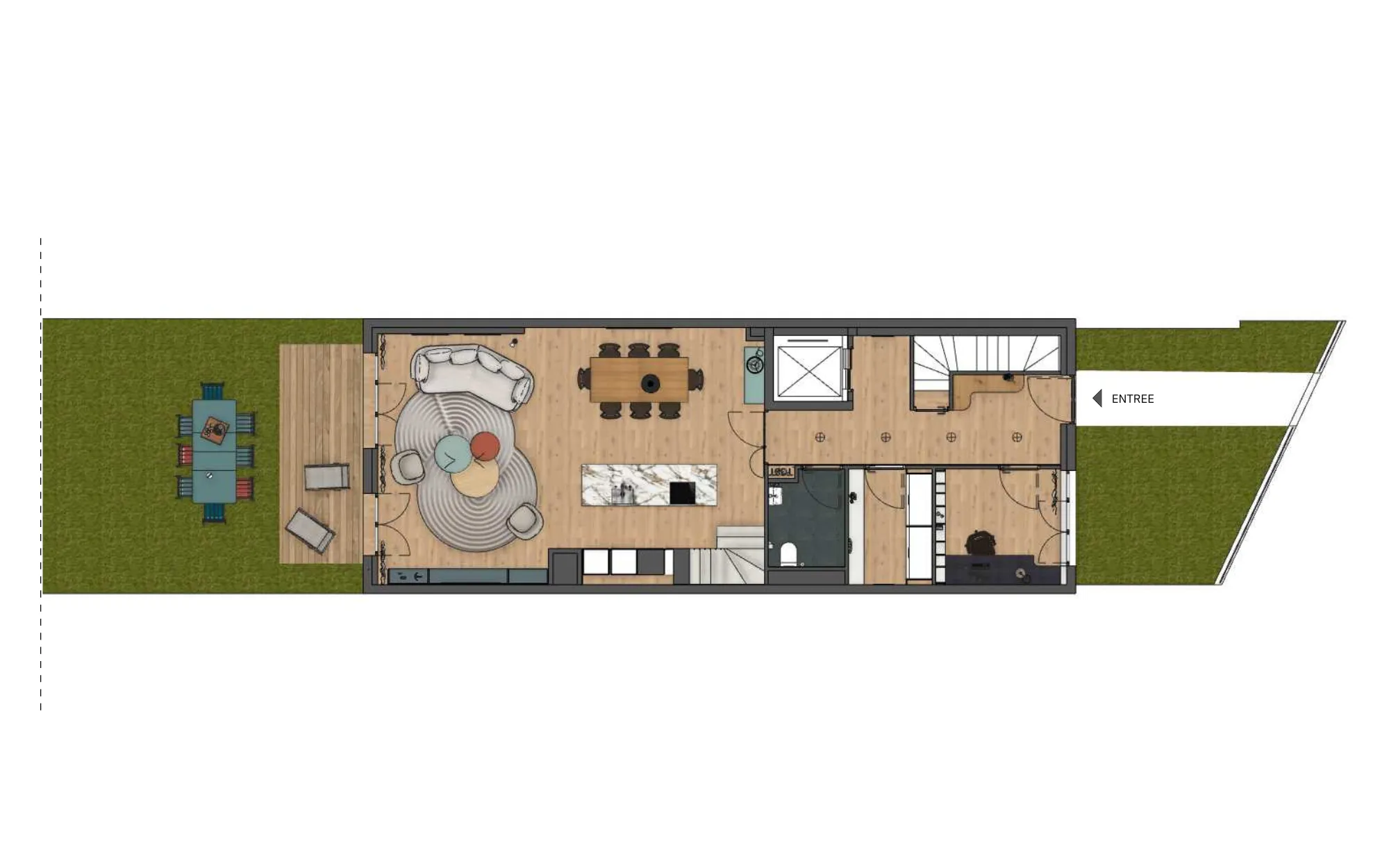 Plan meublé de la maison MI02, rez-de-chaussée