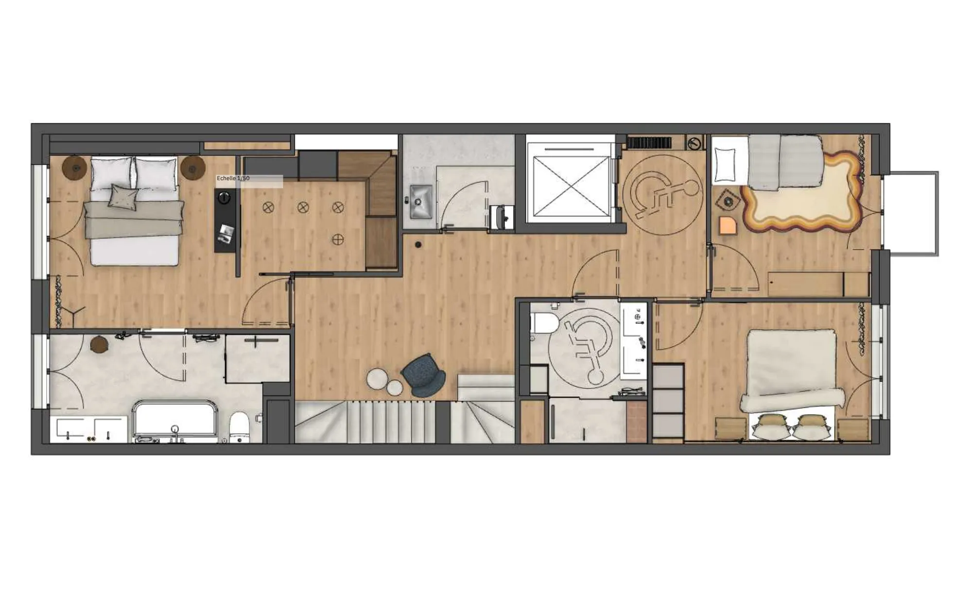 Plan meublé de la maison MI02, 1er étage