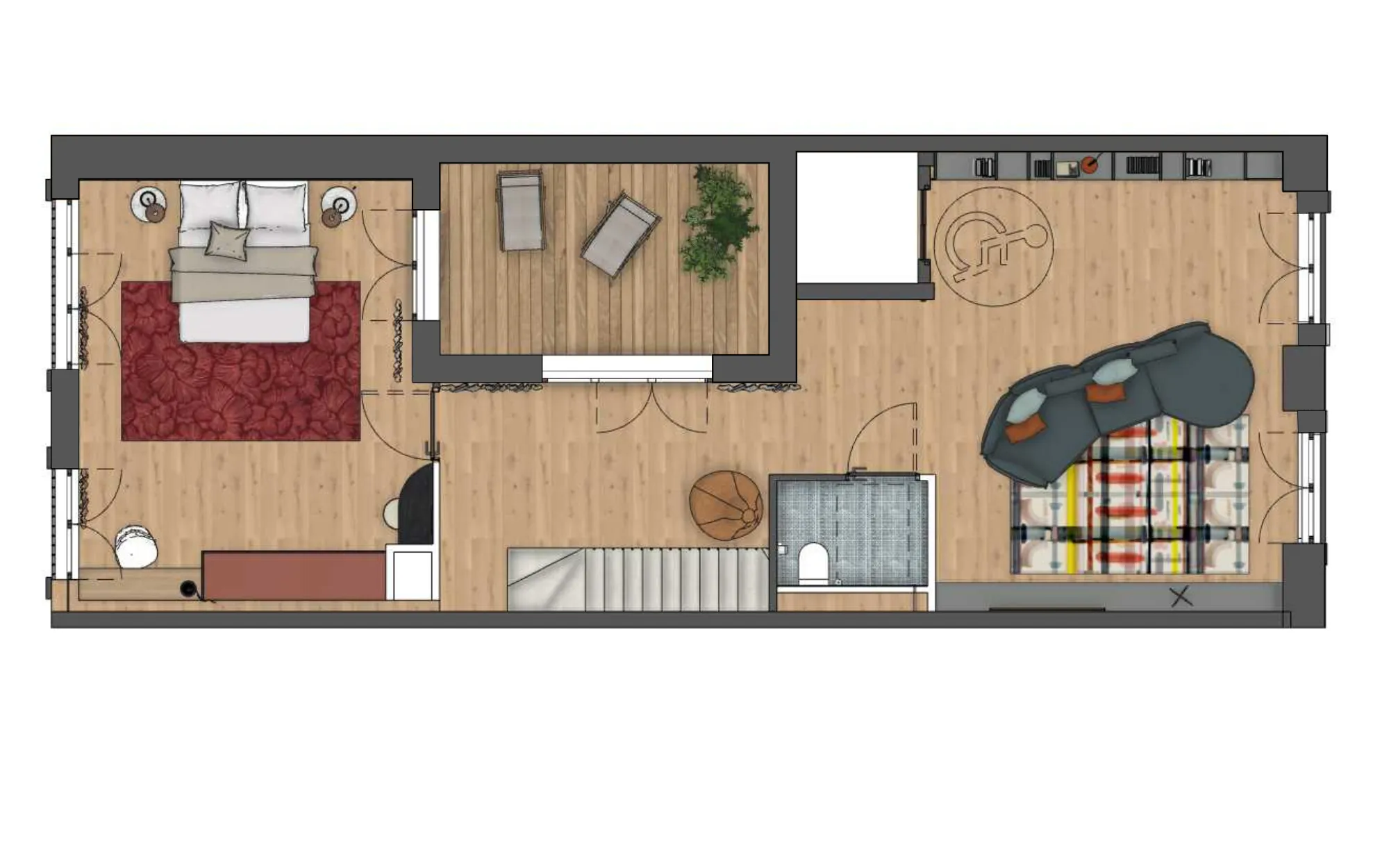 Plan meublé de la maison MI02, 2e étage