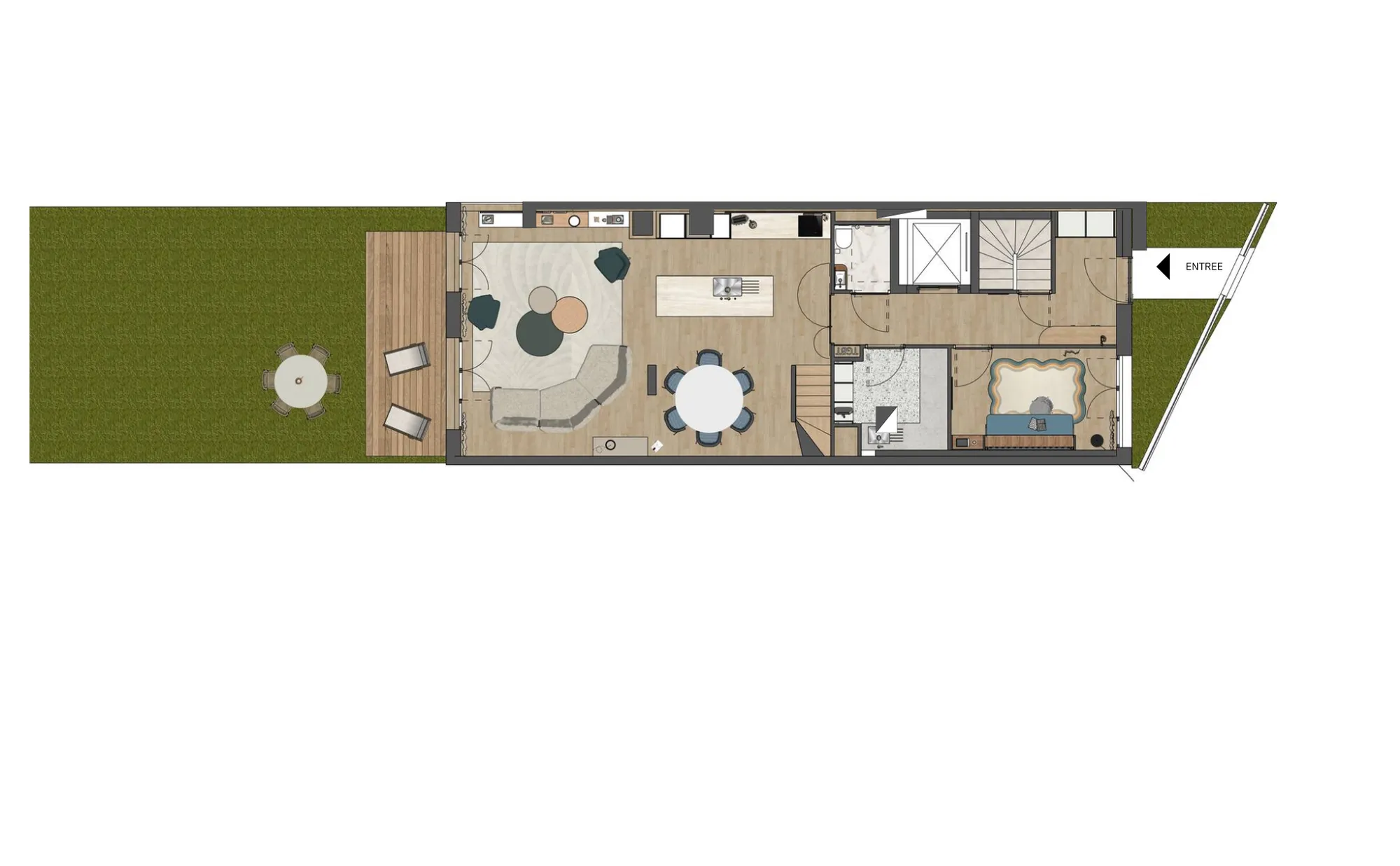 Plan meublé de la maison MI03, rez-de-chaussée